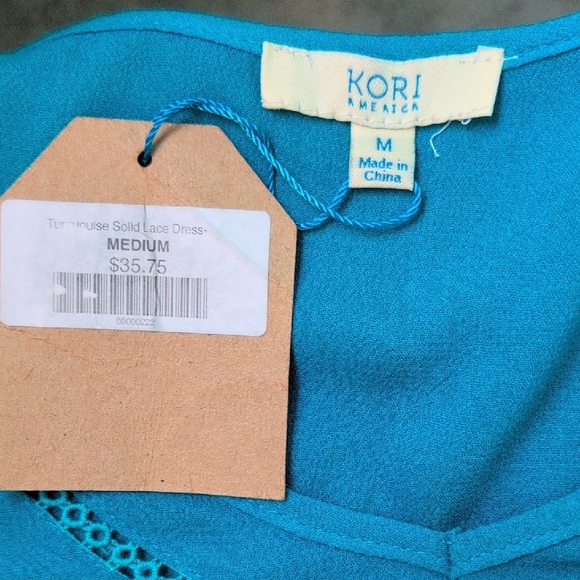 Kori Teal Lace Trim Midi Dress - Picture 7 of 7